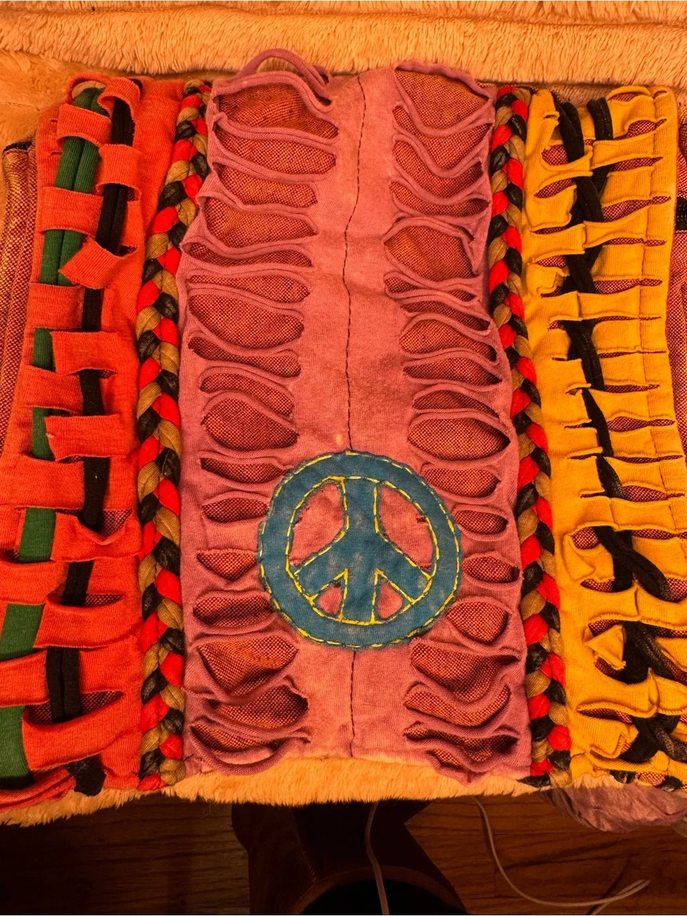 Handmade Patchwork Crossbody Bag Boho Festival Peace Sign Bag - Picture 7 of 7